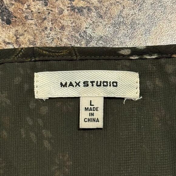 Max Studio Top Boho Cottage Fairy Whimsigoth Floral Bell Sleeve Green Size Large - Picture 3 of 6